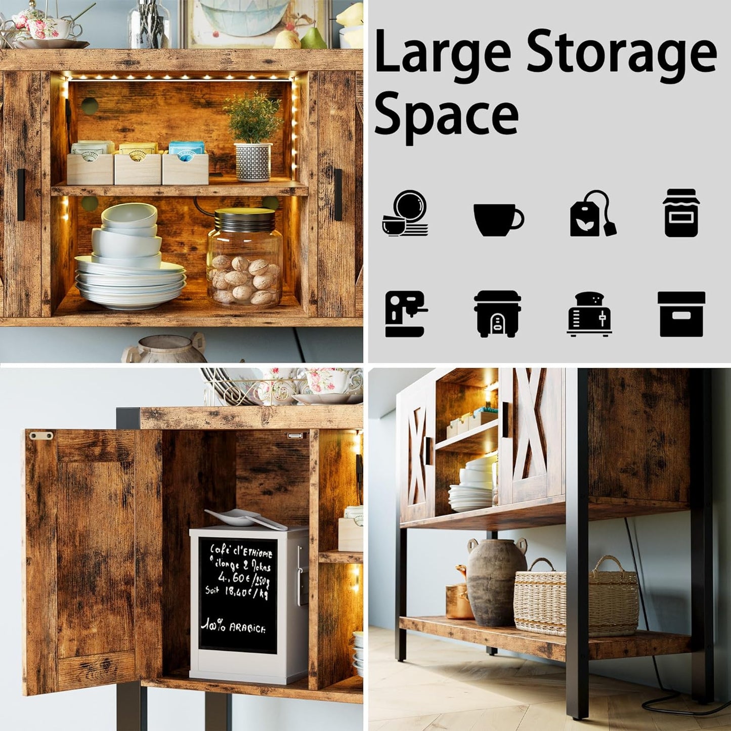 IRONCK Farmhouse Sideboard with Light