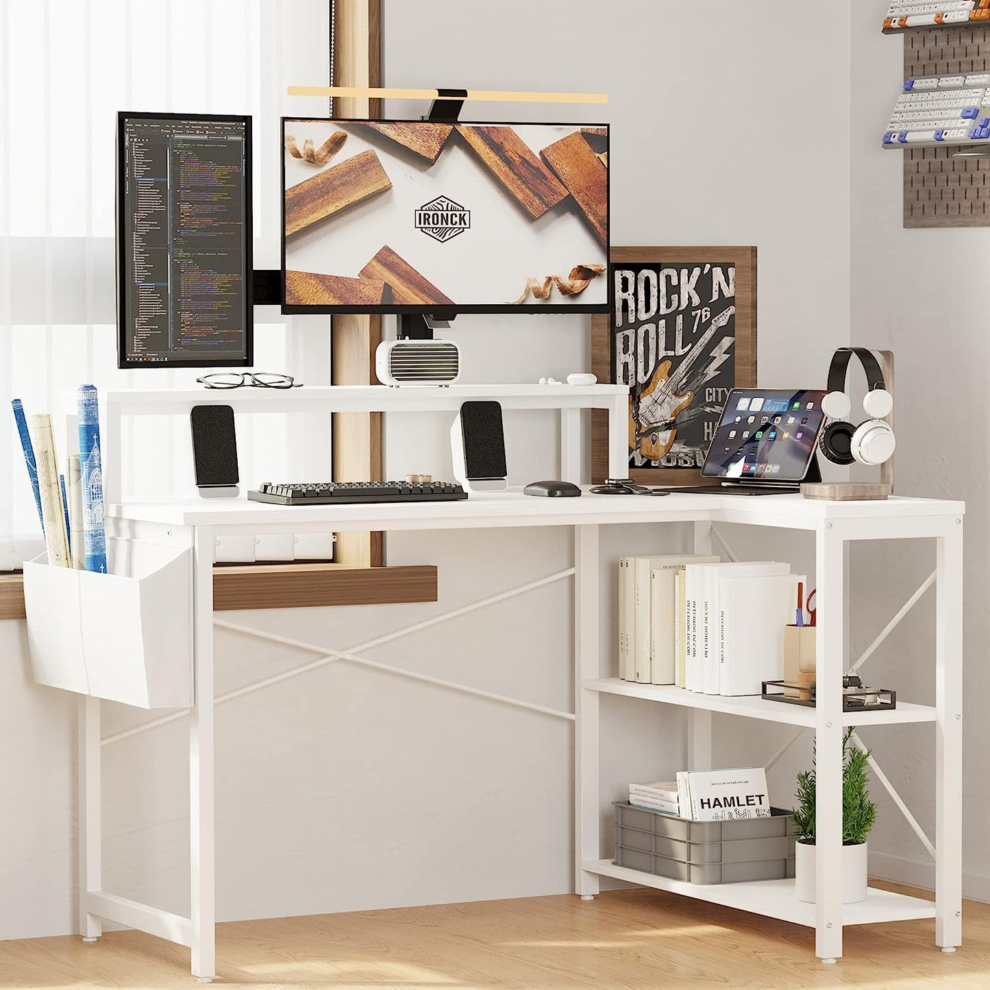 47 inch Corner Computer Desk with Monitor Stand