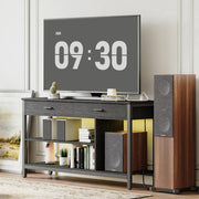Industrielle TV-Konsole mit LED-Beleuchtung in Schwarz