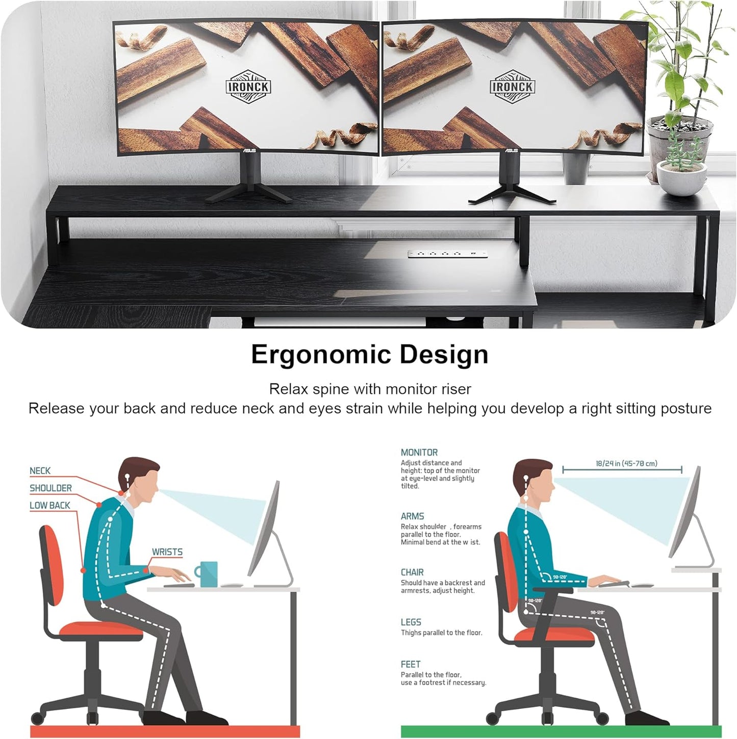 Black Computer Desk with Storage