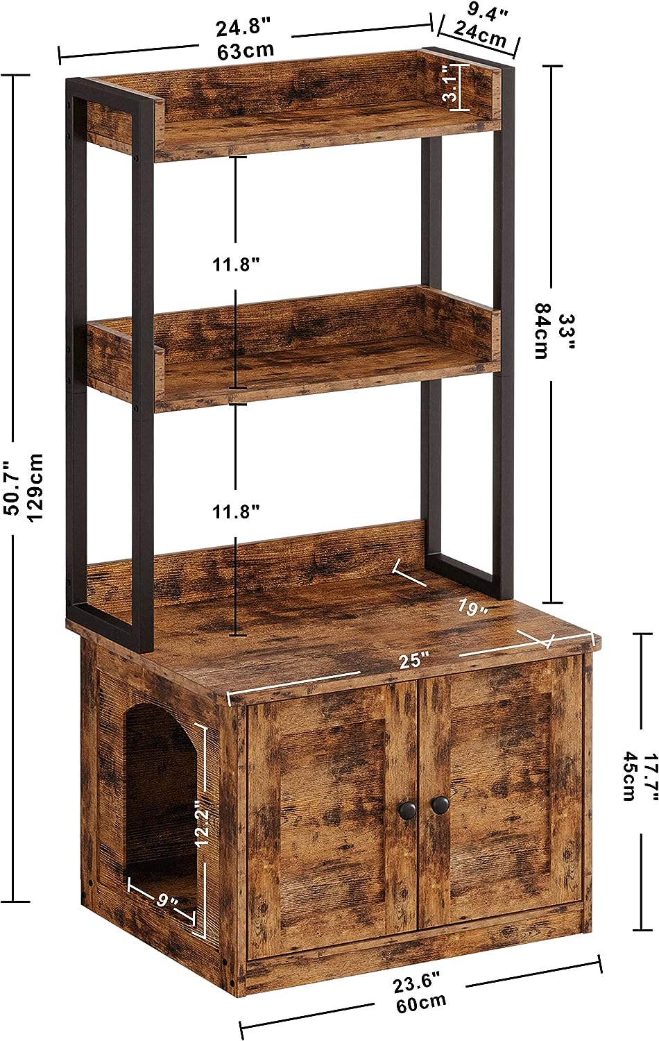 2 Tier Cat Litter Box Cabinet