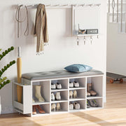 Ten Cubbies Storage Entryway Bench with PU Leather