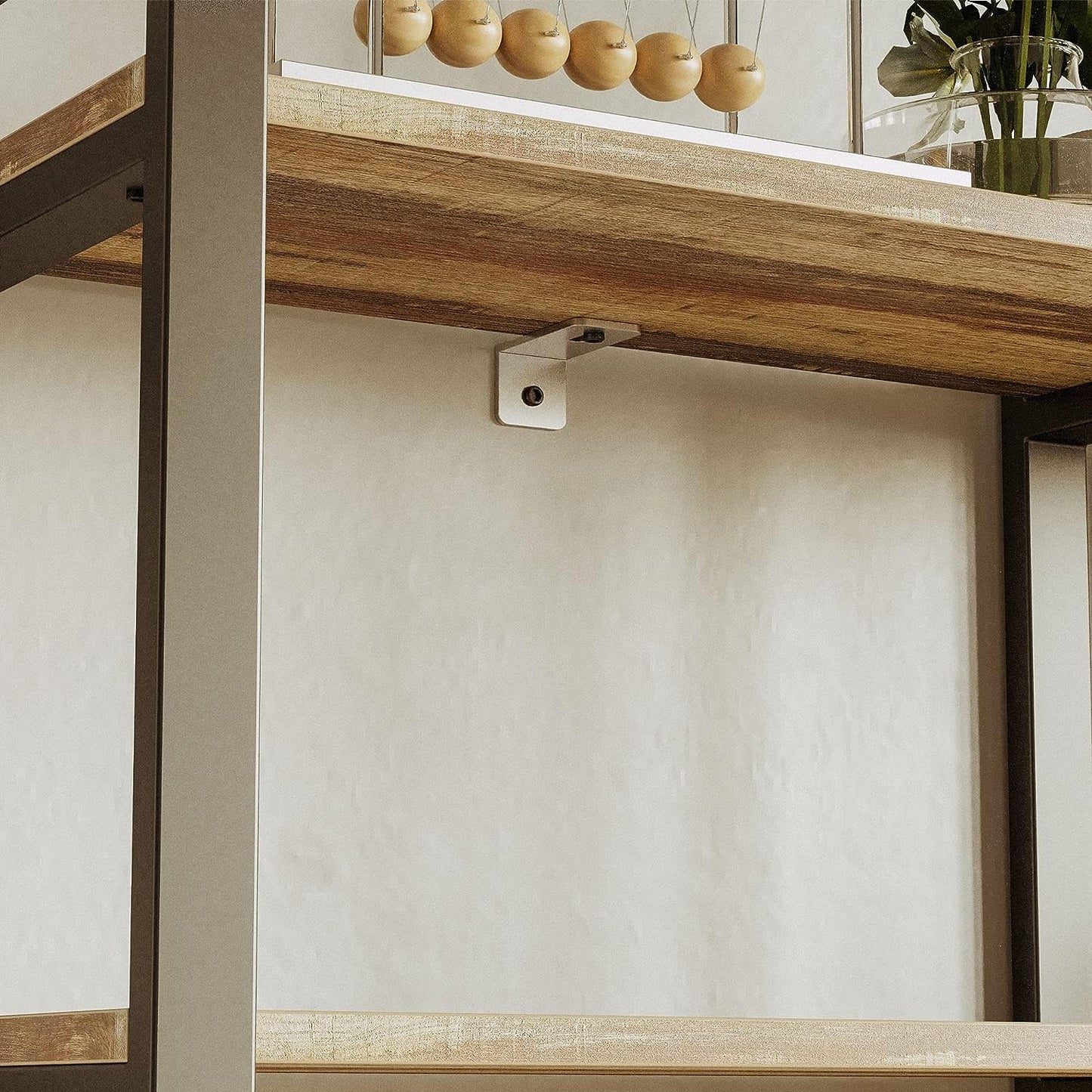 Bookshelf 6-Tier Ladder Shelf Industrial Brown