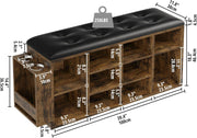 Ten Cubbies Storage Entryway Bench with PU Leather