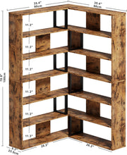Bookshelves 6-Tier with Industrial Large Corner Etagere Shelf