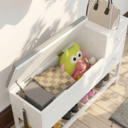 White Entryway Bench with Drawers