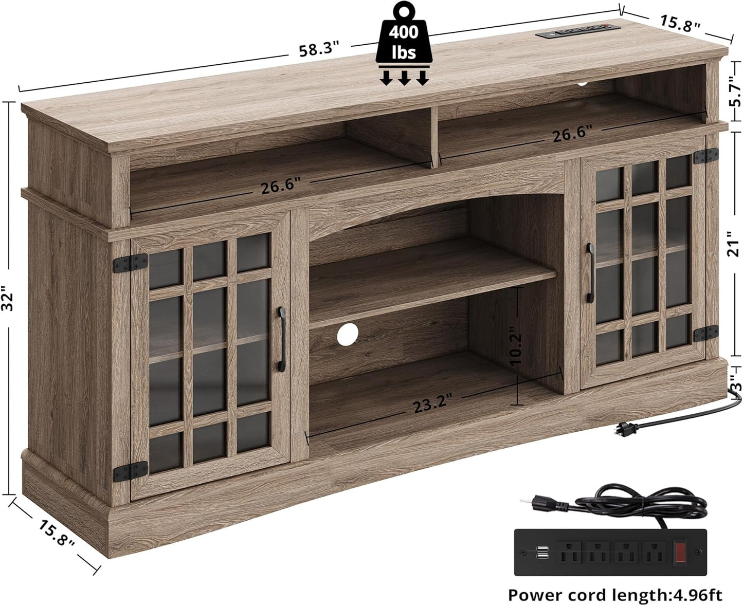 IRONCK Farmhouse TV Stand for 65 Inch TV