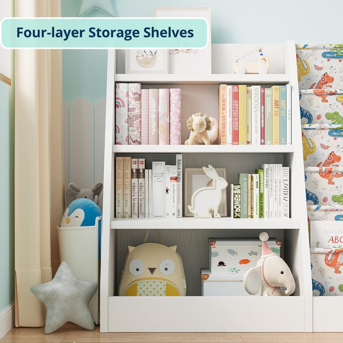 4-Tier Kids Bookshelf & Toy Storage Organizer