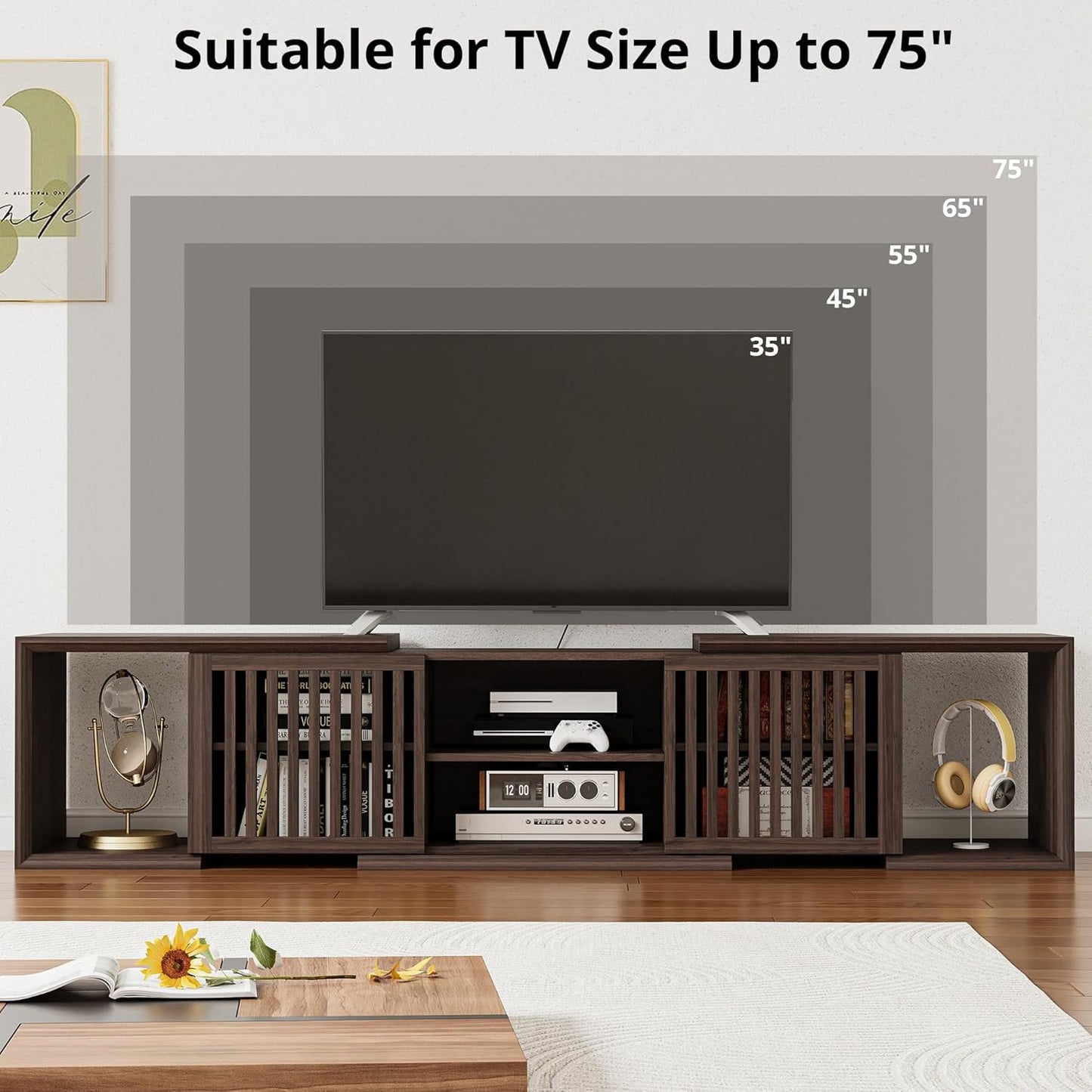 IRONCK Adjustable TV Stand for Living Room up to 75 Inches