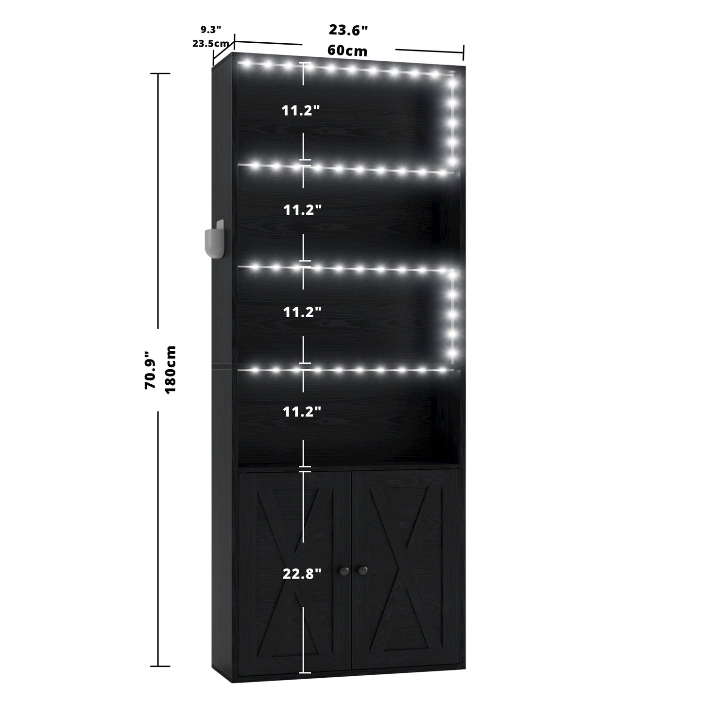 Bibliothèque haute avec lumières LED