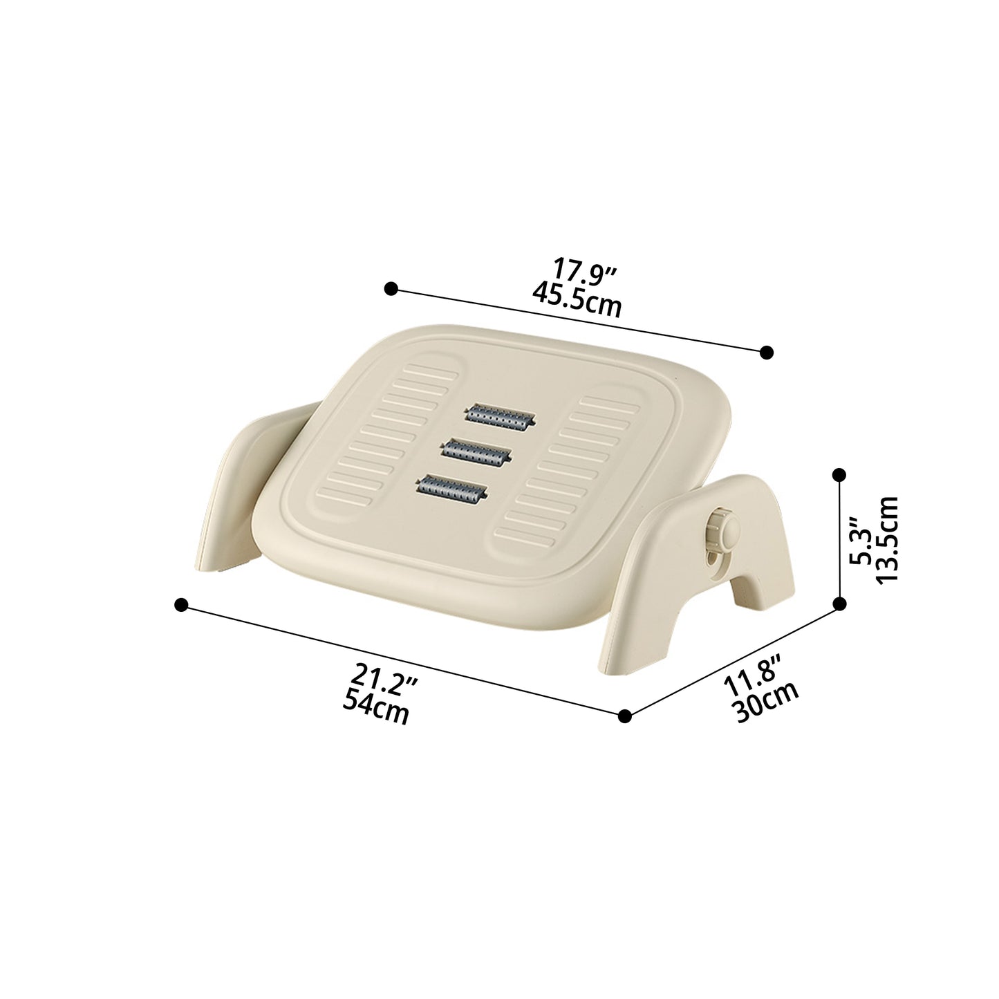 Repose-pieds ergonomique réglable sous le bureau avec rouleaux de massage