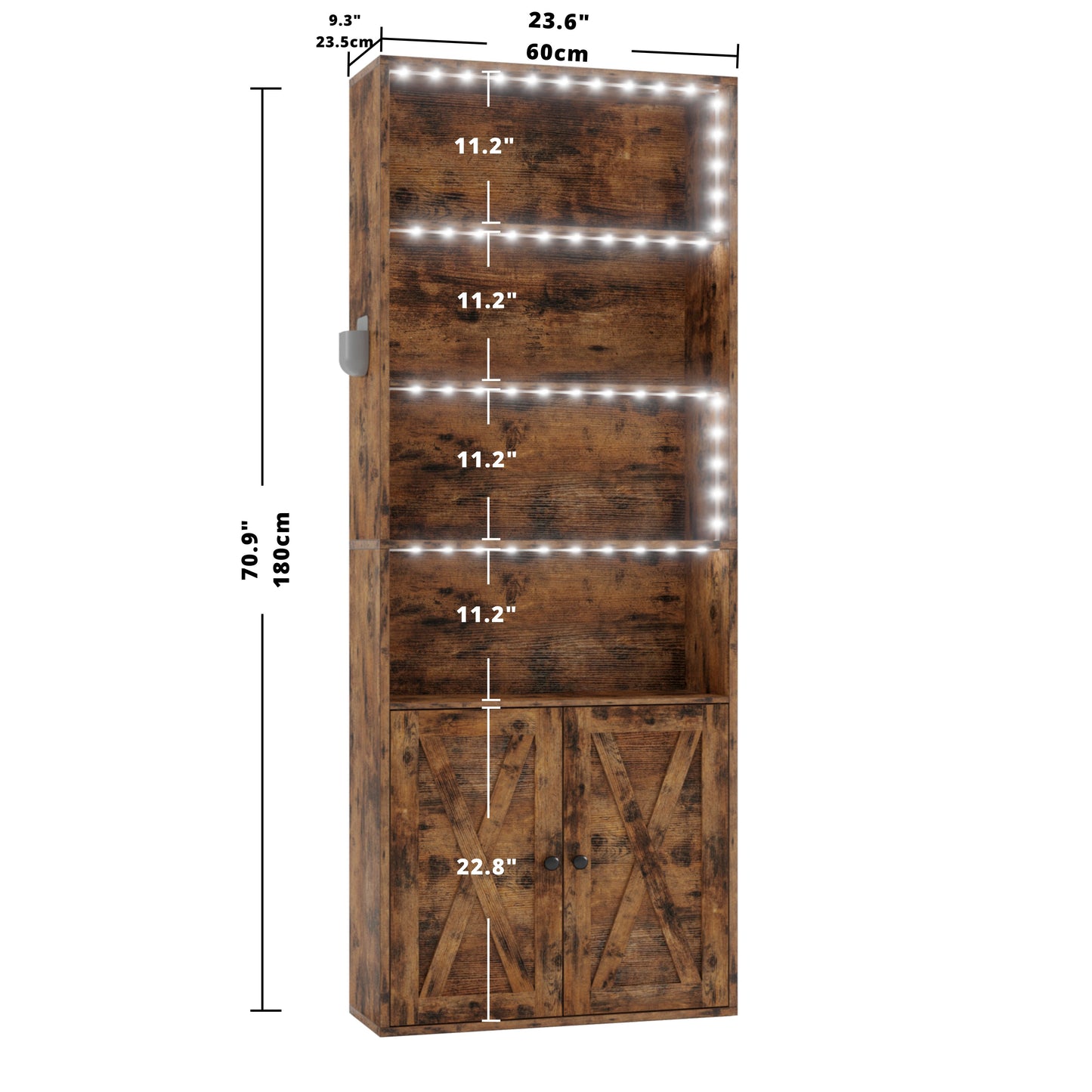 IRONCK Tall Bookcase with LED Lights