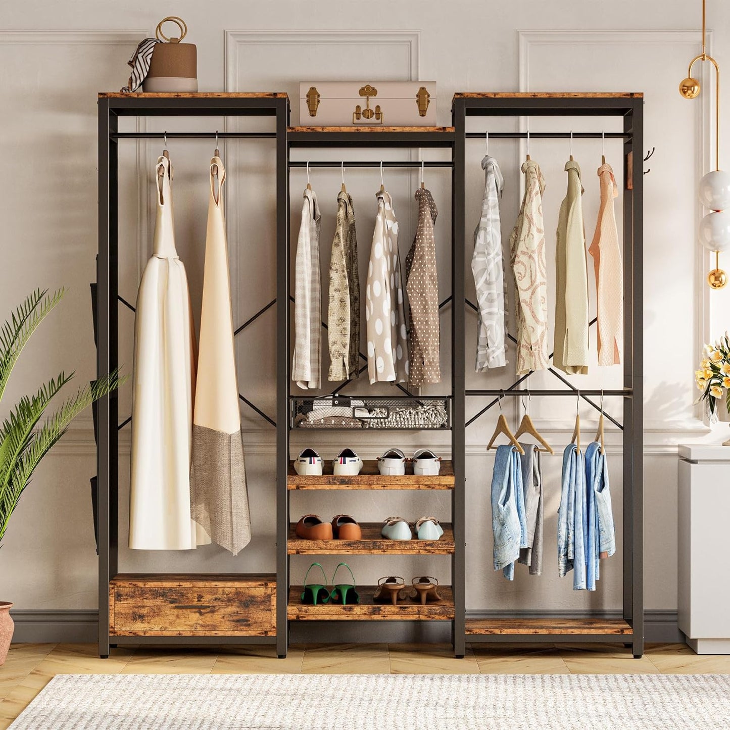 3-Tier Shoe Rack Wardrobe with 2 Drawers