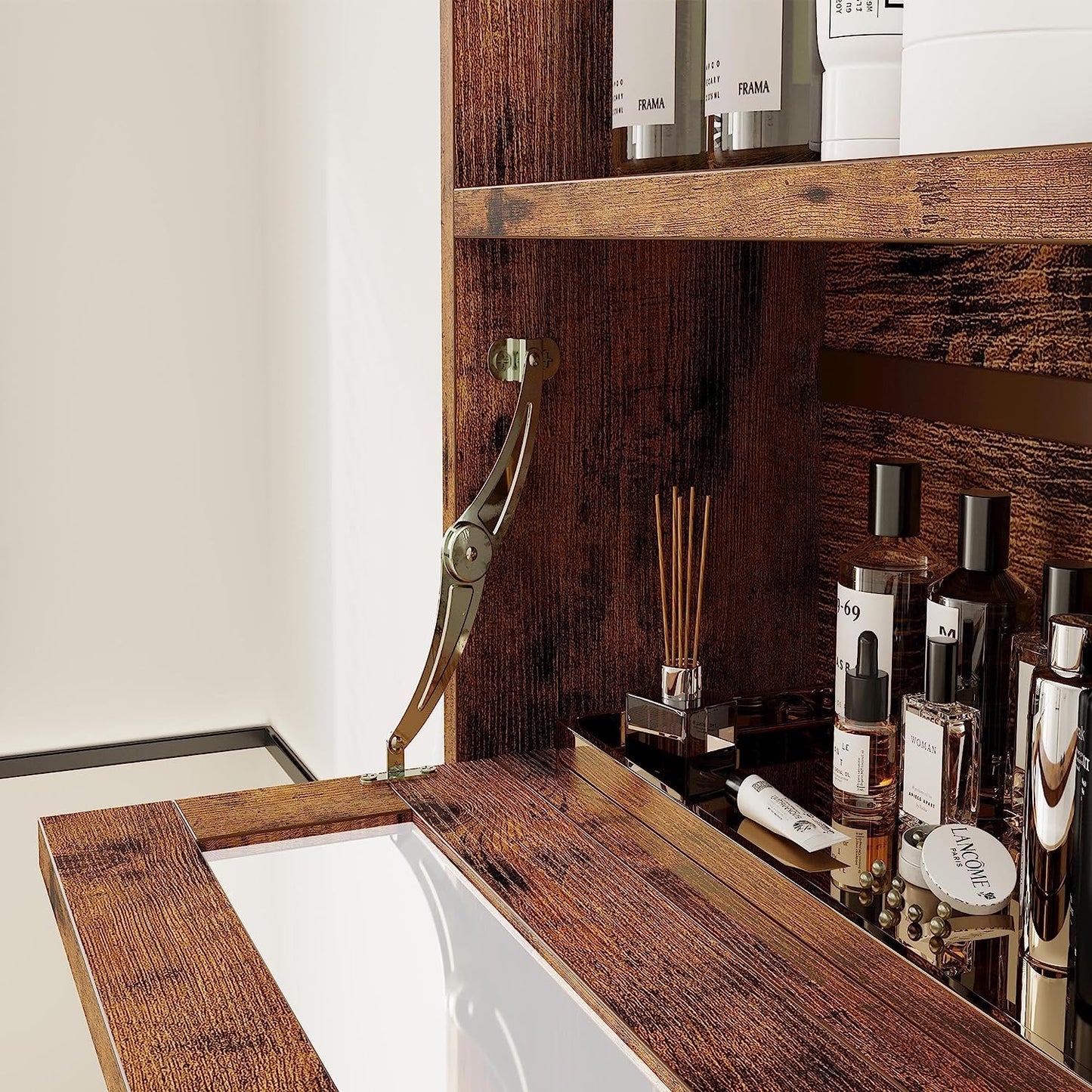 Bathroom Storage with Cabinet Vintage Brown