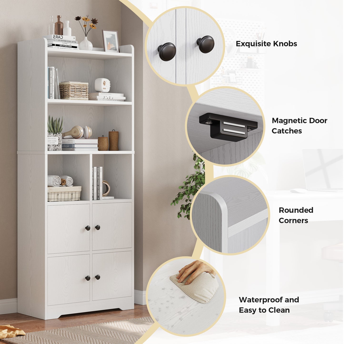 Bookshelf with 4 Door Cabinet