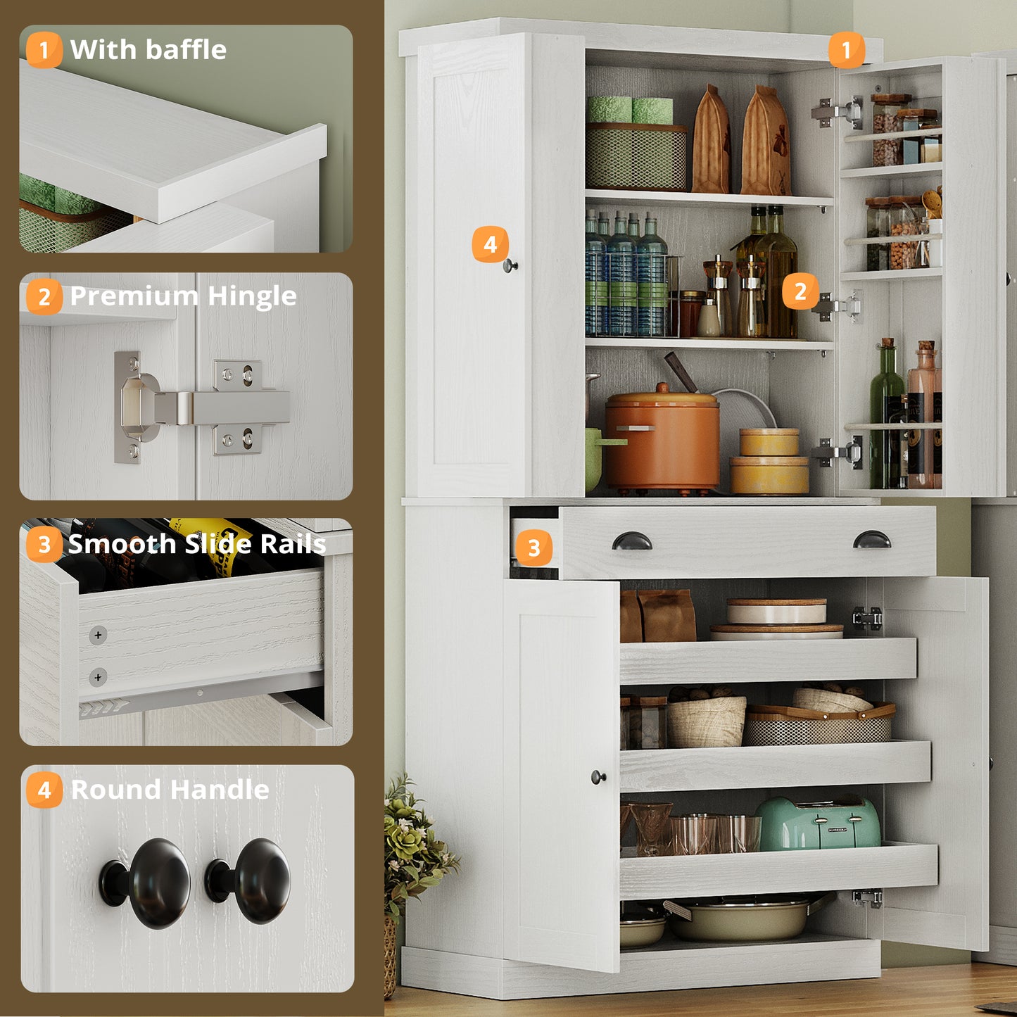 IRONCK Kitchen Pantry Storage Cabinet