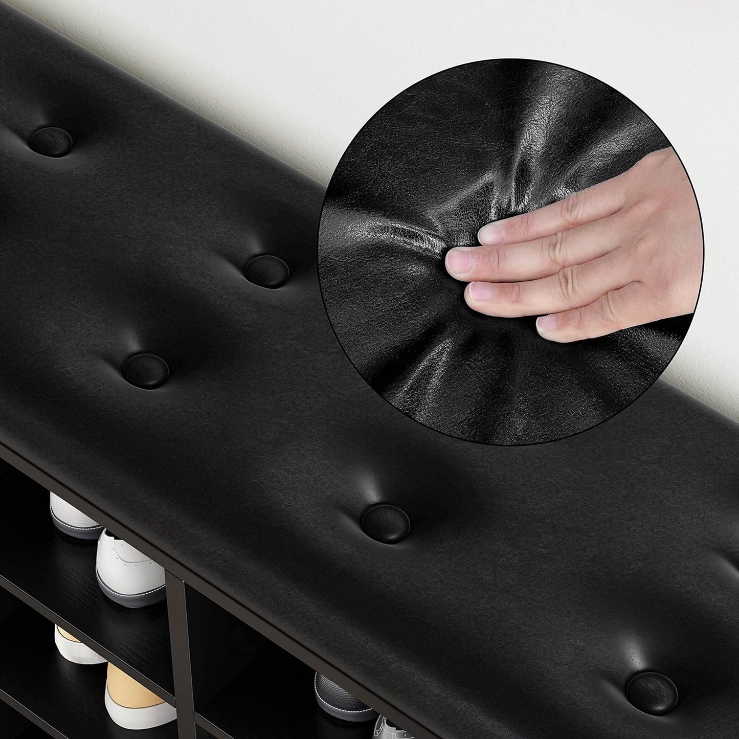 Ten Cubbies Storage Entryway Bench with PU Leather