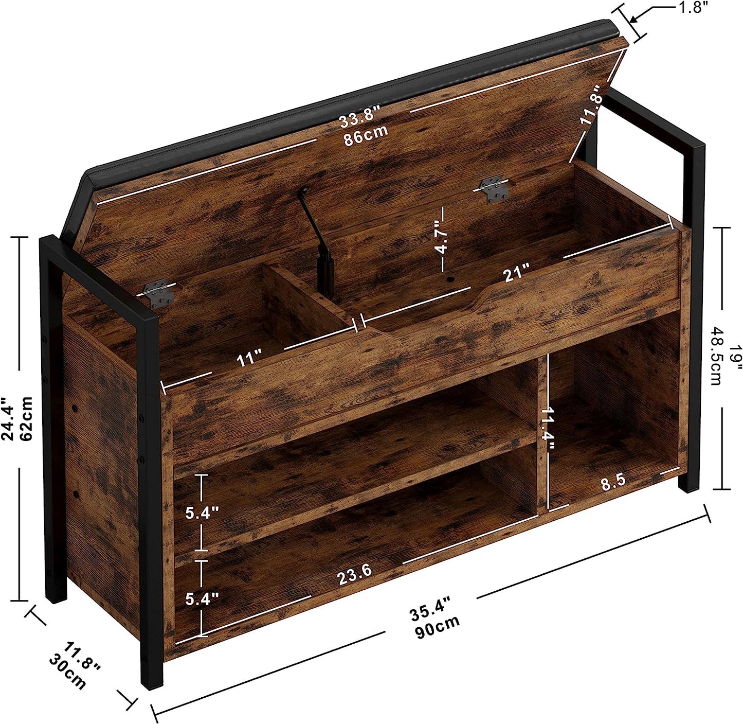 Shoe Storage Bench Brown