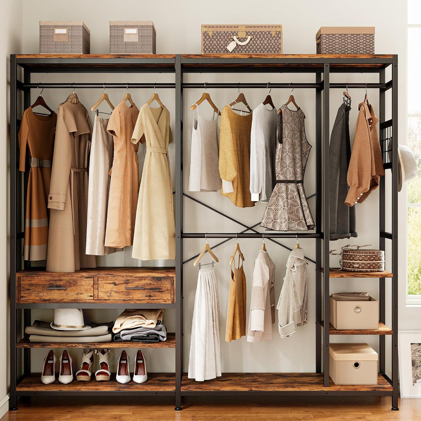 IRONCK L Shaped Coat Rack Corner Closet