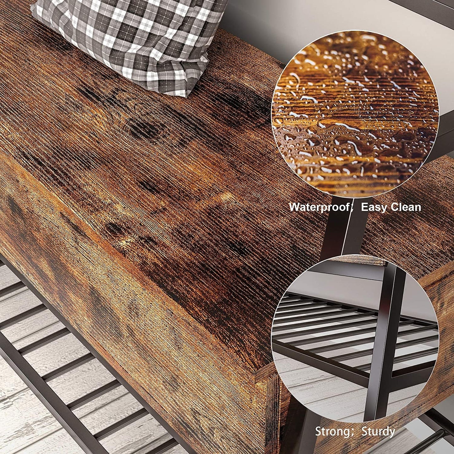 Banc de rangement marron vintage