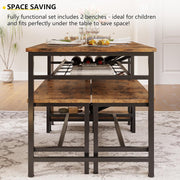 3PC Dining Table Set with 2 Benches