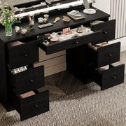 【HOT】Large Mirror Makeup Vanity Desk with 7 Drawers