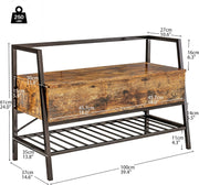 Banc de rangement marron vintage