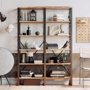 Bibliothèque double largeur 76'' brun industriel
