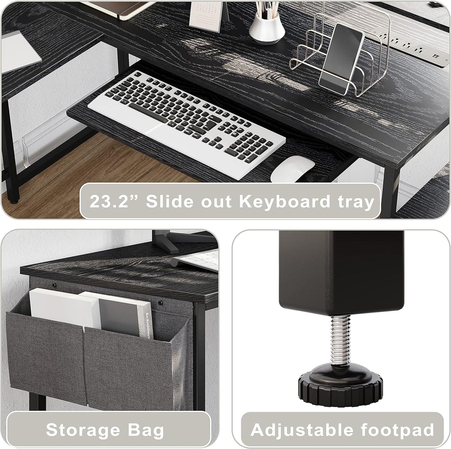 Black Computer Desk with Storage