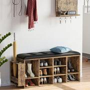 Ten Cubbies Storage Entryway Bench with PU Leather
