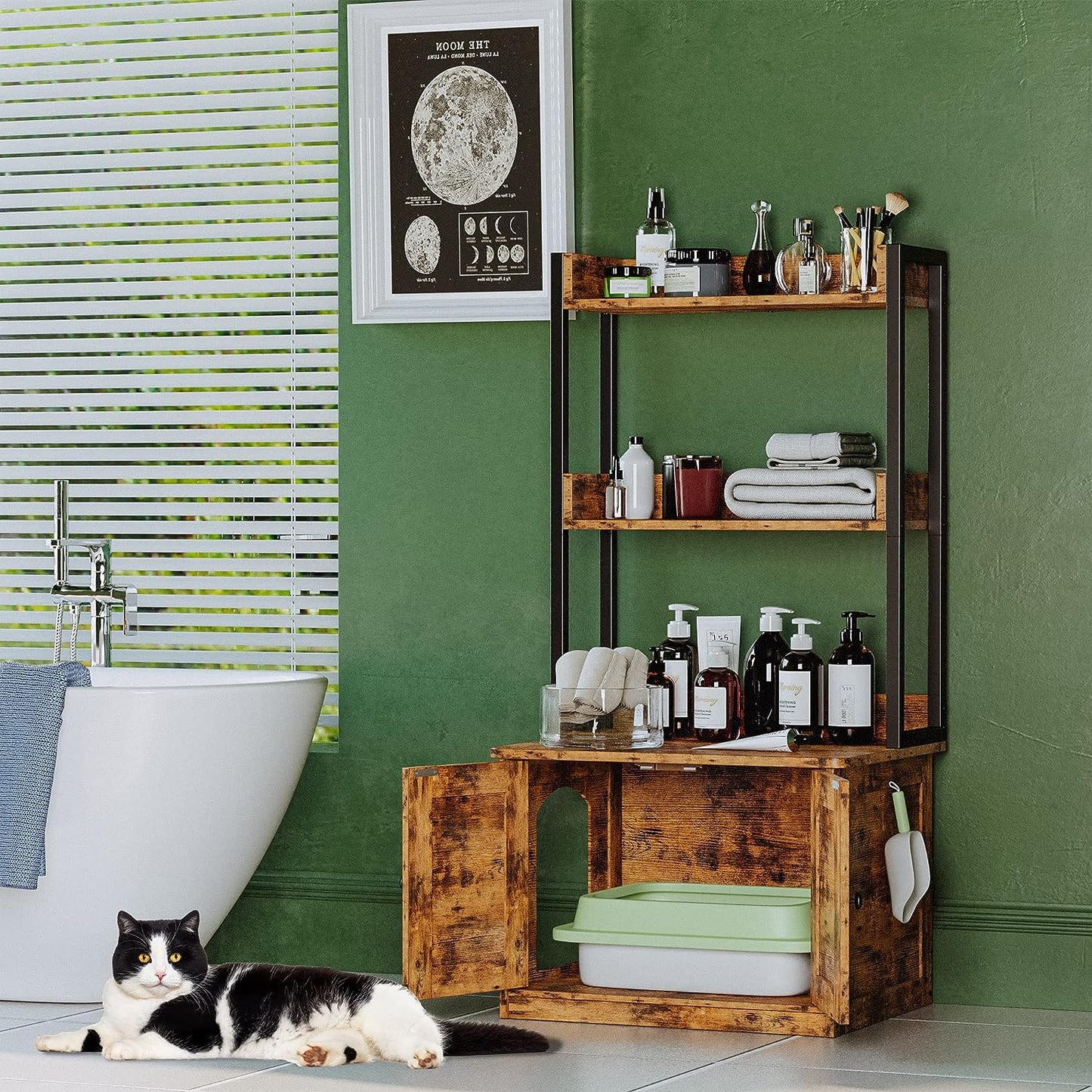 2 Tier Cat Litter Box Cabinet