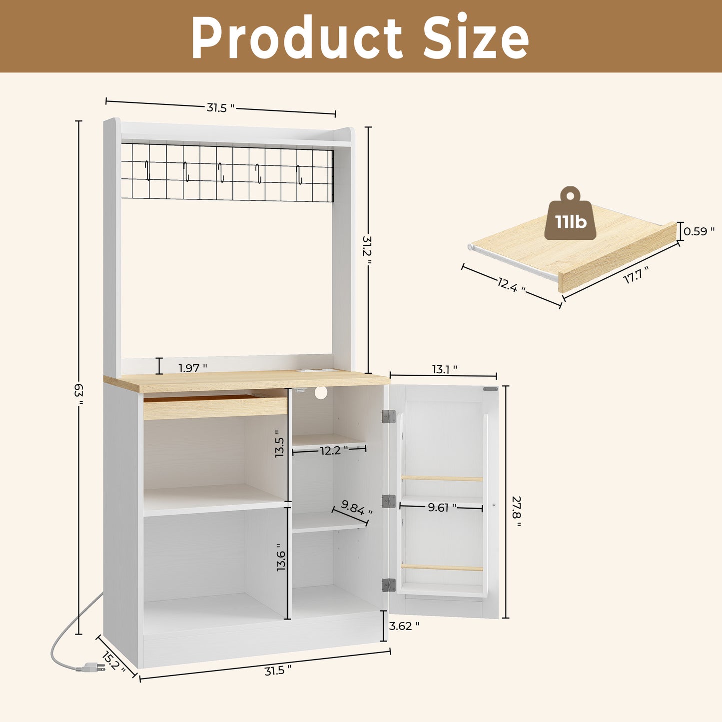 IRONCK Wooden Bakers Racks for Kitchens,