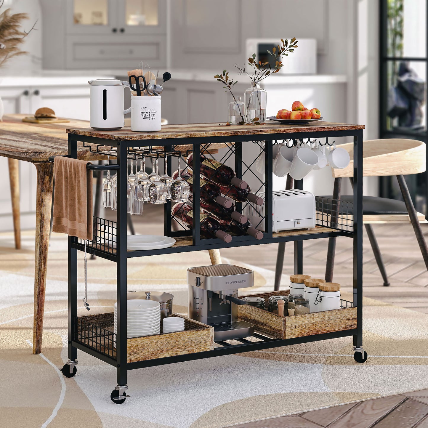 Bar Cart with Wine Rack