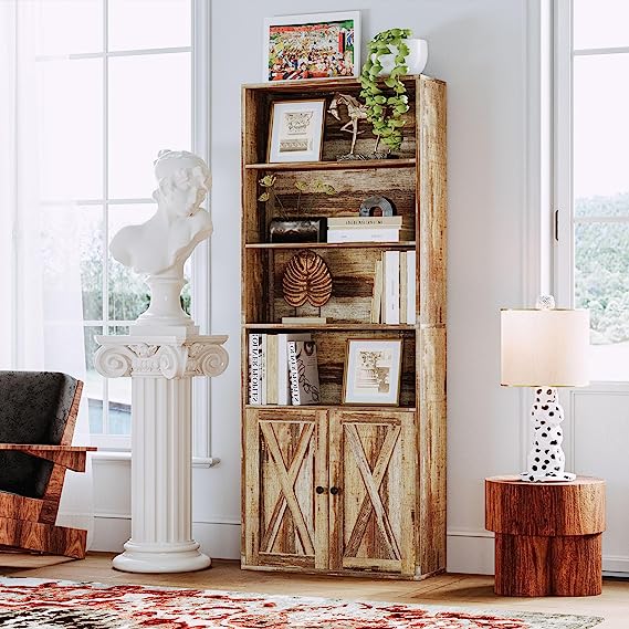 Bookshelf with Cabinet Industrial Brown