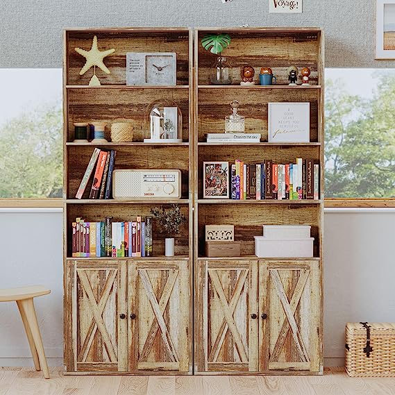 Bookshelf with Cabinet Industrial Brown