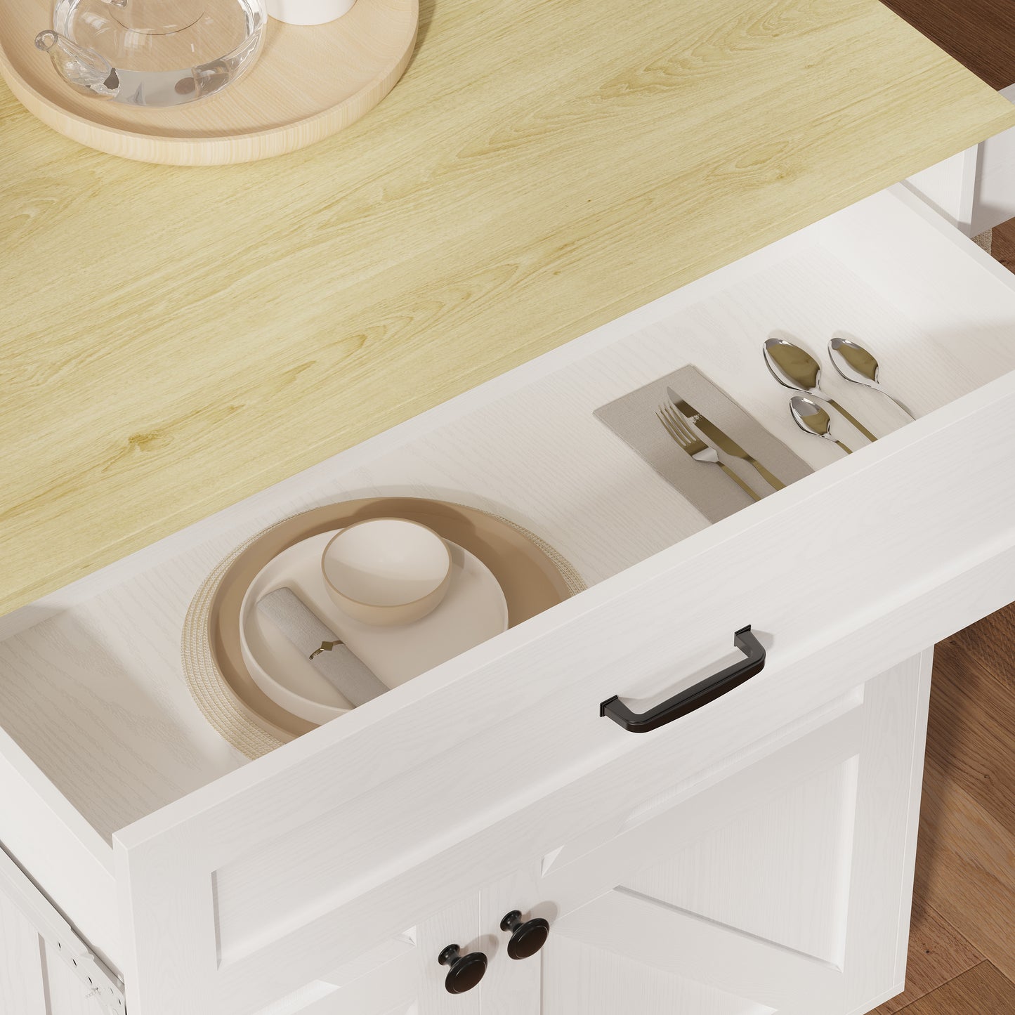 Rolling Kitchen Island with Drop Leaf