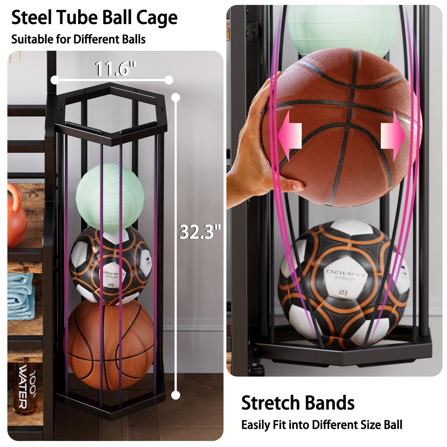 IRONCK Storage Rack with Hooks and Wheels