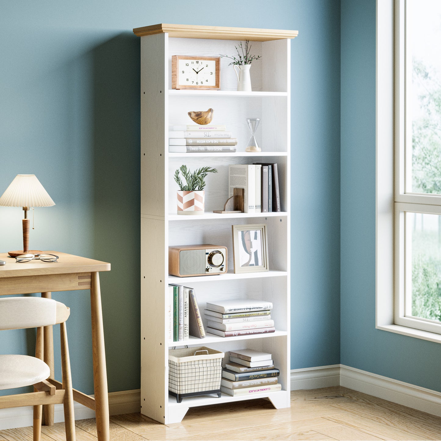 71" hohes Bücherregal mit 6 Regalböden