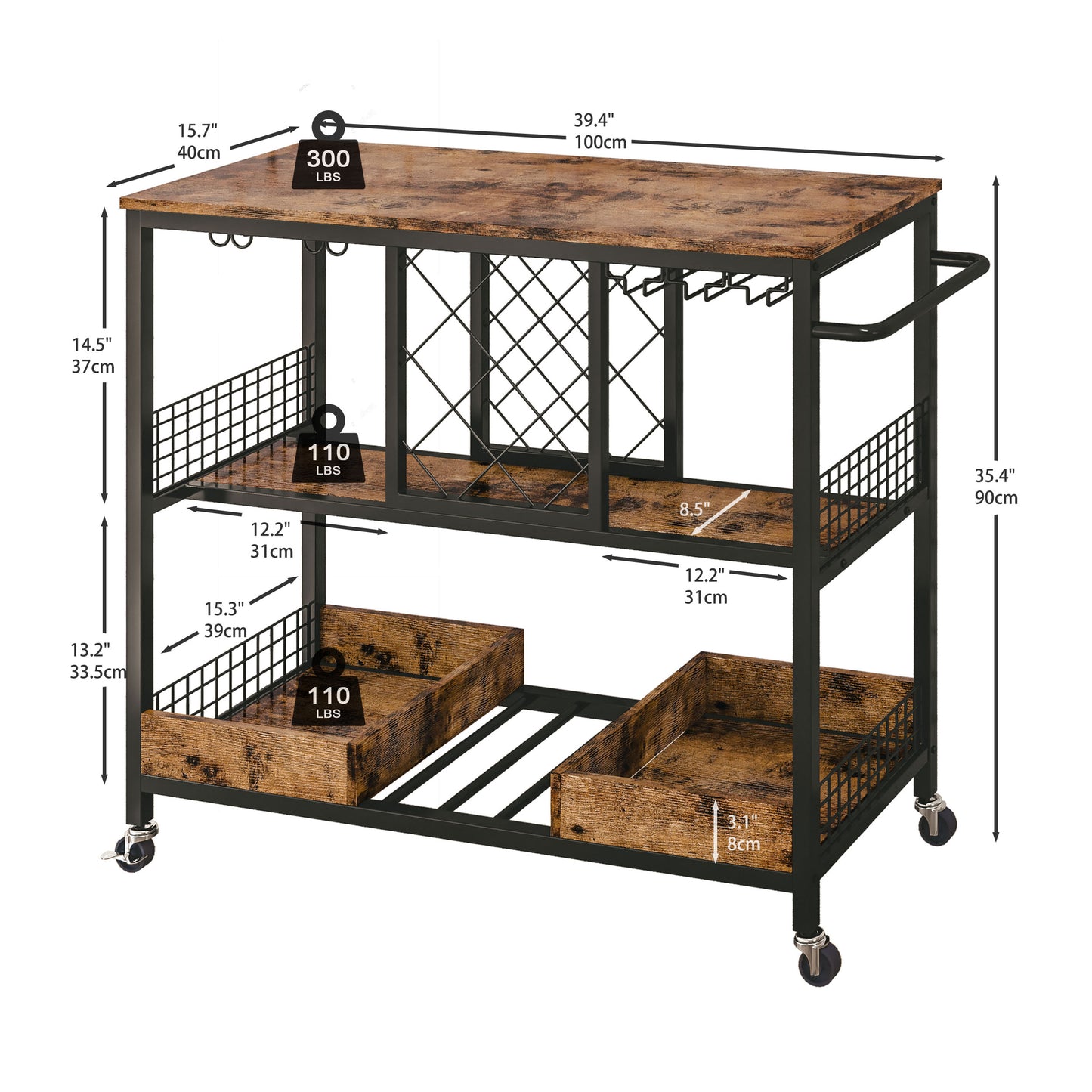 Bar Cart with Wine Rack