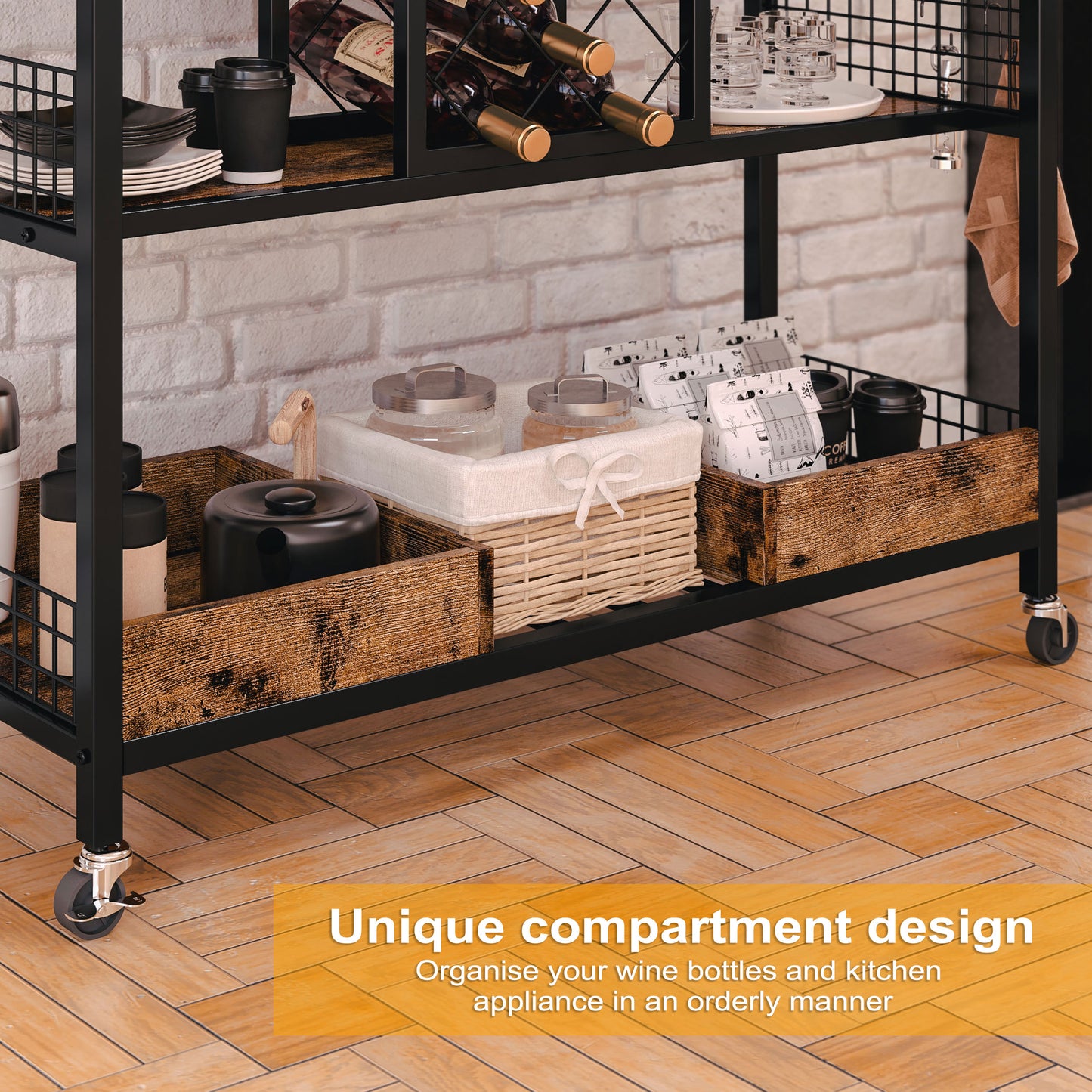 Bar Cart with Wine Rack