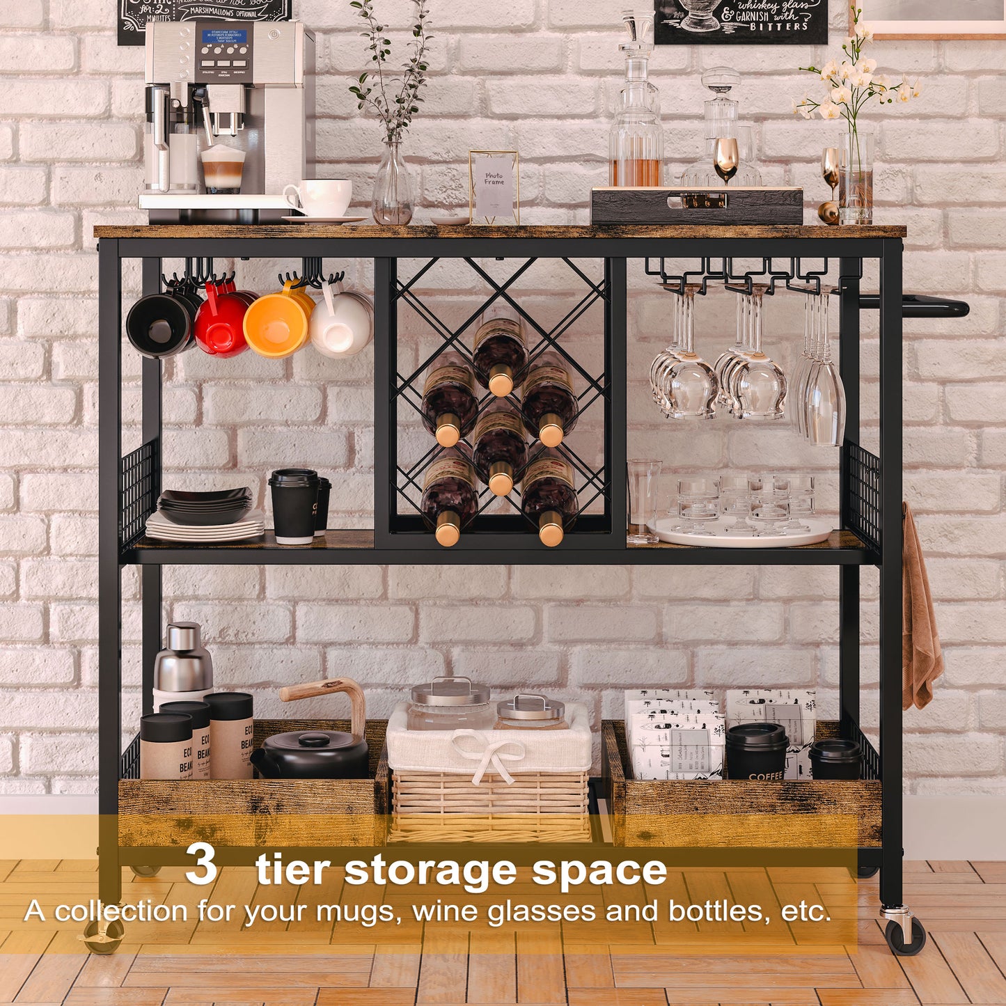 Bar Cart with Wine Rack