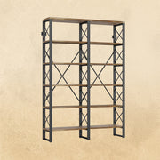 Bibliothèque double largeur 76'' brun industriel