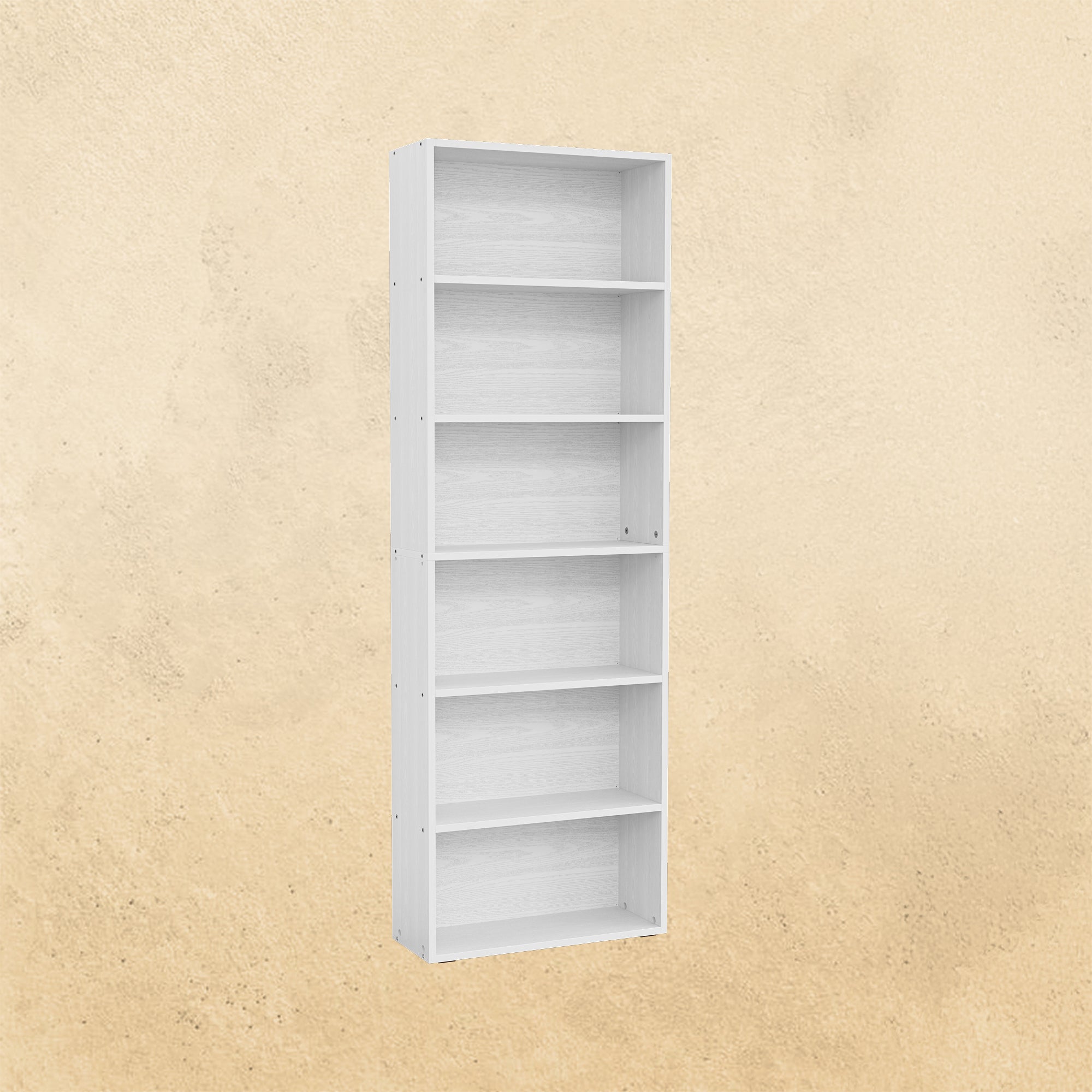 Bibliothèque industrielle blanche à 6 niveaux