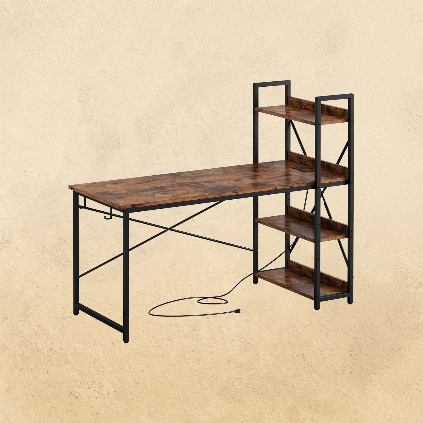 55‘’ Computer Desk with Power Outlet