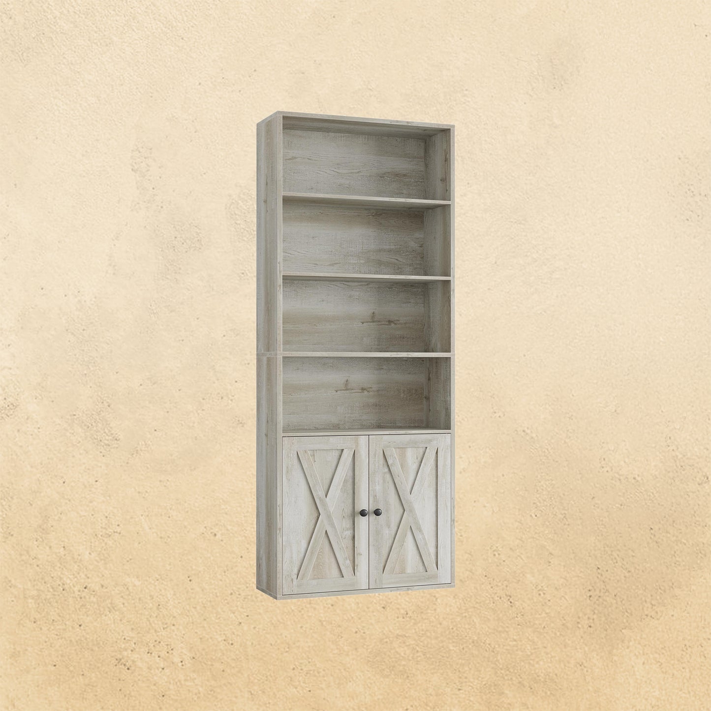 Bookshelf with Cabinet Beige Maple
