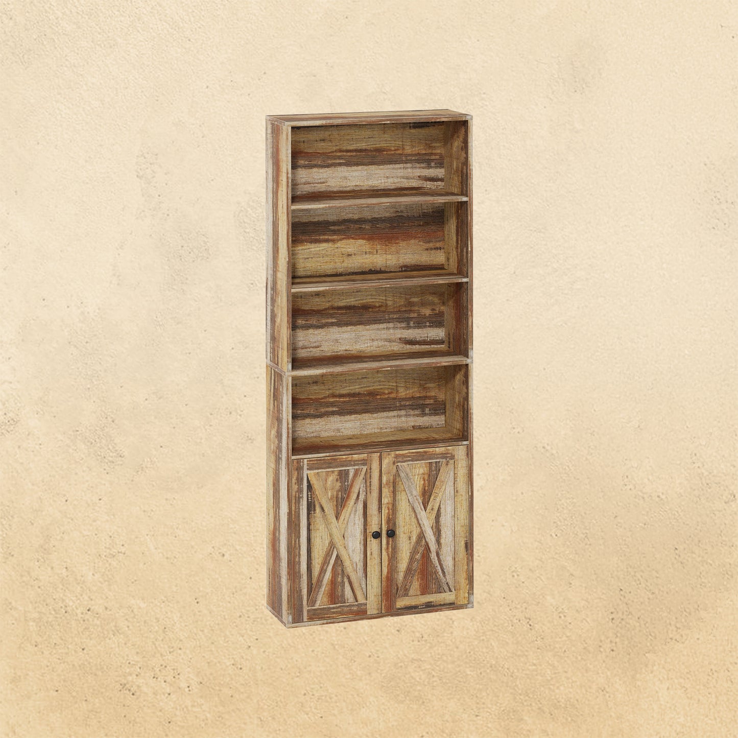 Bookshelf with Cabinet Industrial Brown