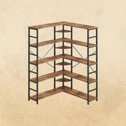 【HOT】5-Tiers Corner Bookcase with Curved Panels