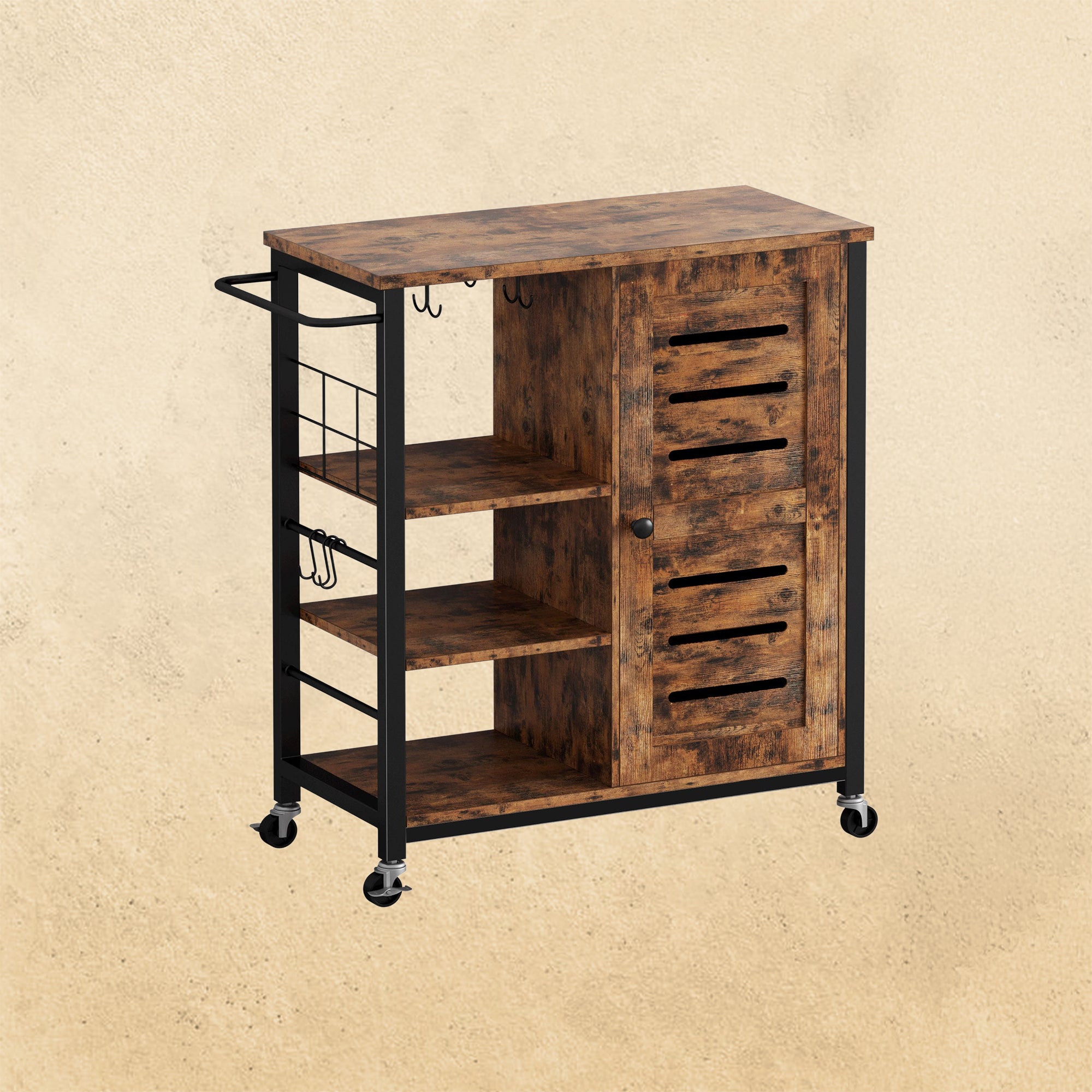 Storage Cabinet with Wheels Vintage Brown