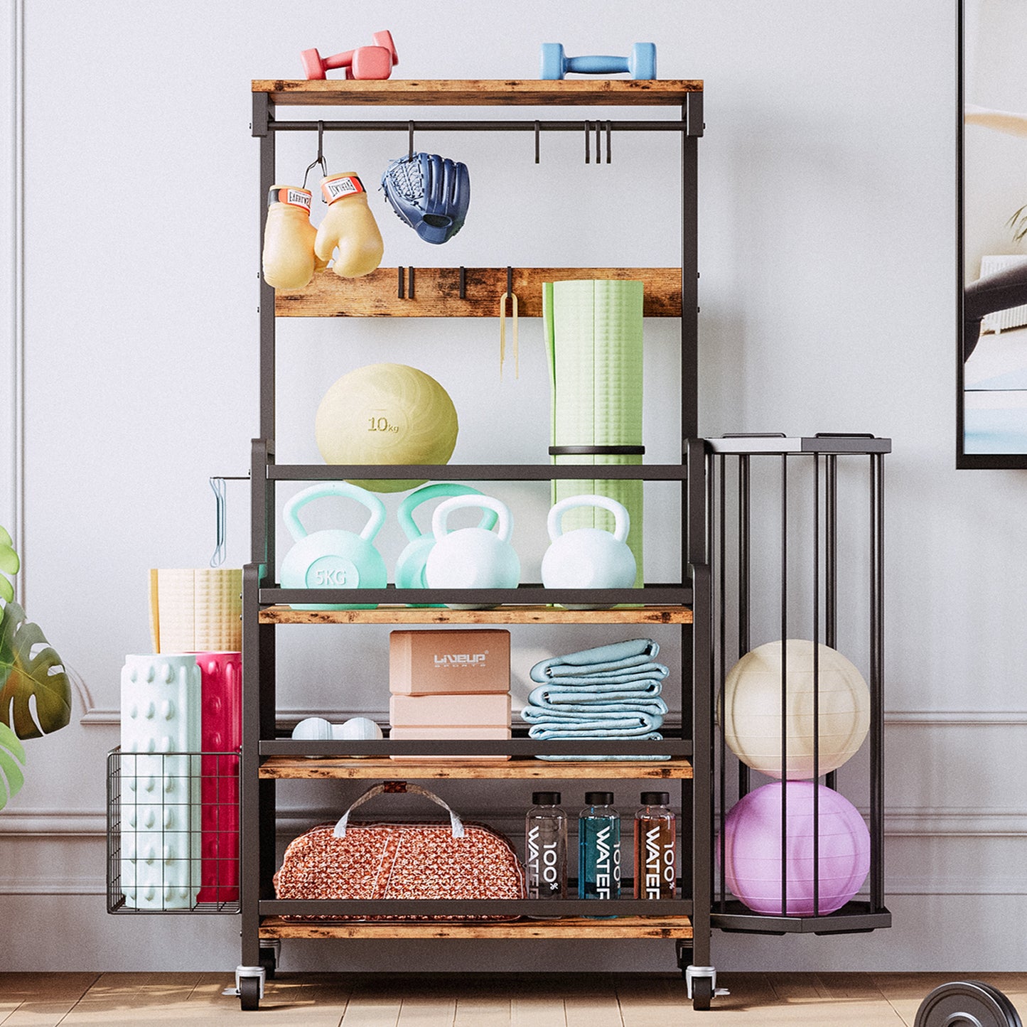IRONCK Storage Rack with Hooks and Wheels