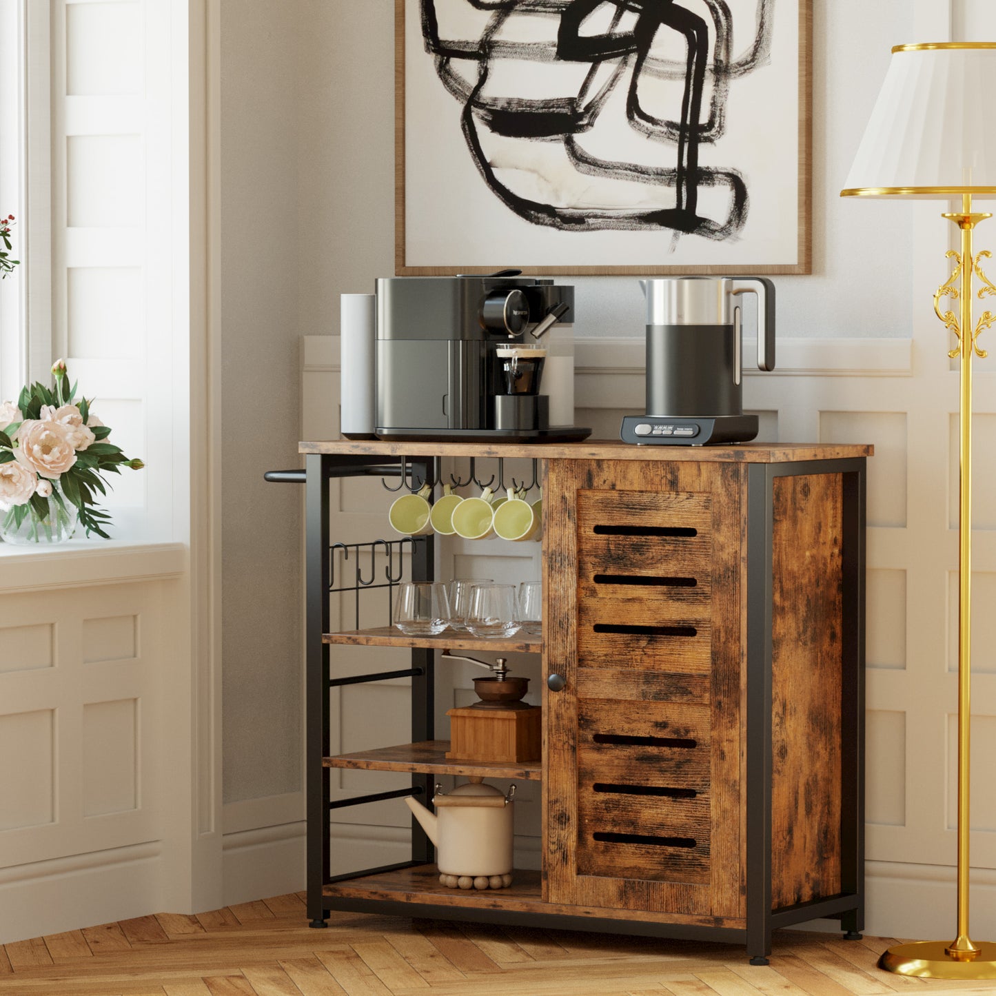 Kitchen Cart Cabinet with Shelves